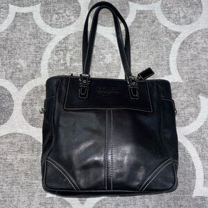 Coach East West Gallery Black Leather Tote Purse Bag F0720-F11397 EUC